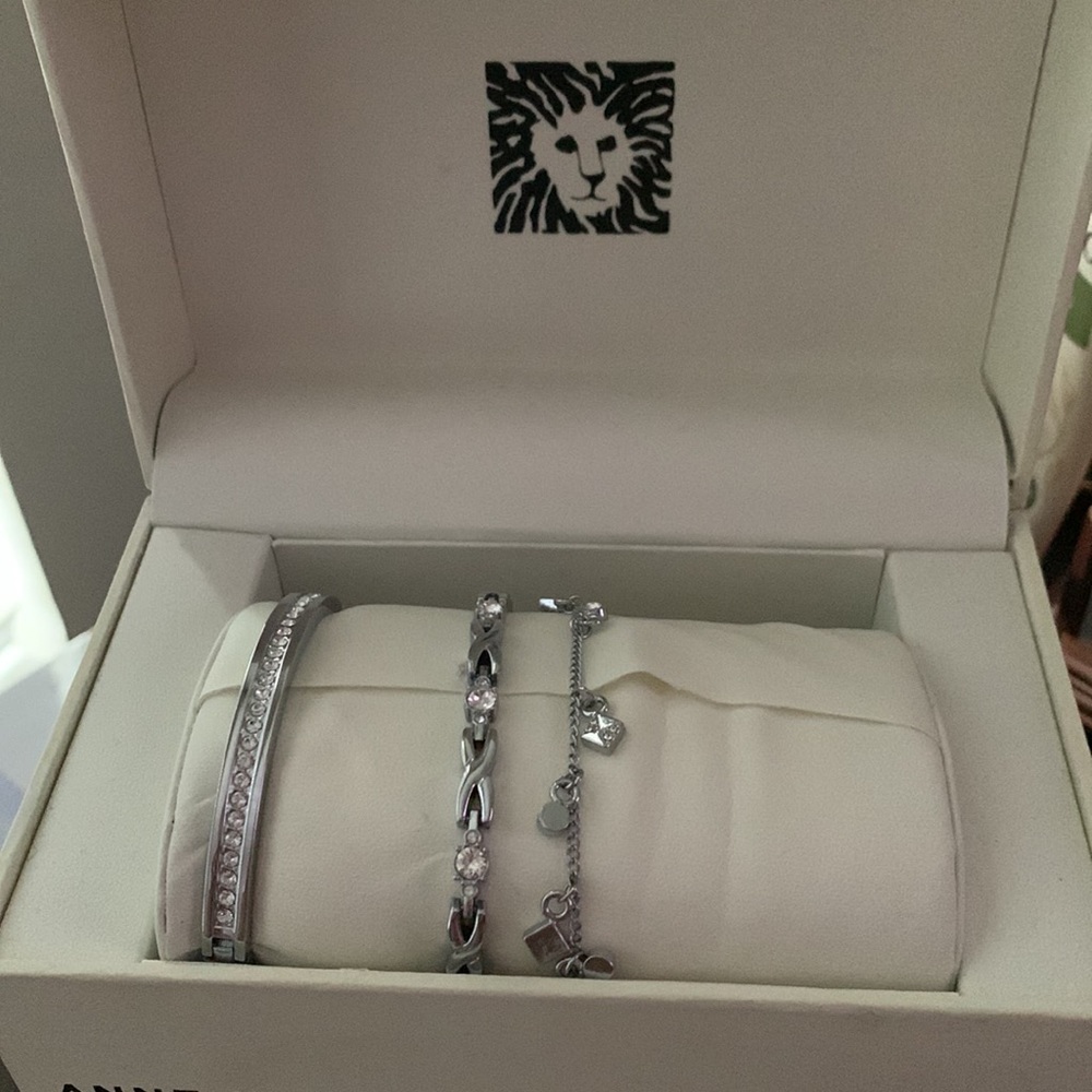 Anne Klein silver bracelet set with Swarovski crystals